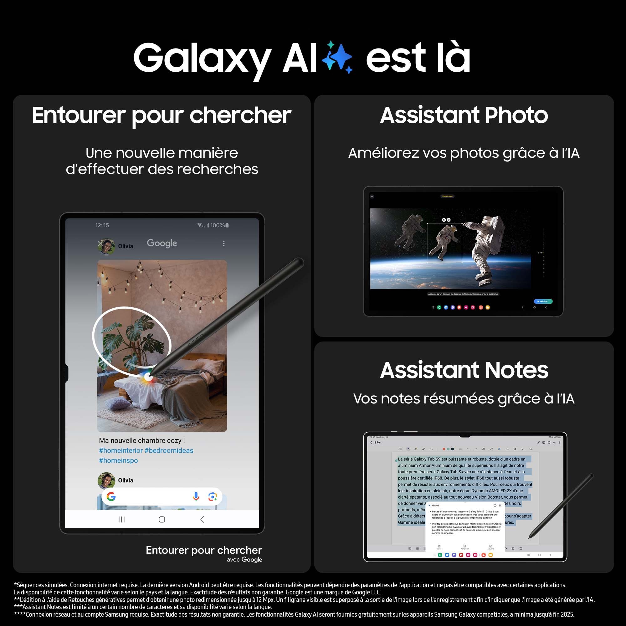 SAMSUNG Tablette tactile Galaxy Tab S9+ 5G 128Go 11" Noir - SM-X716BZAAEUB