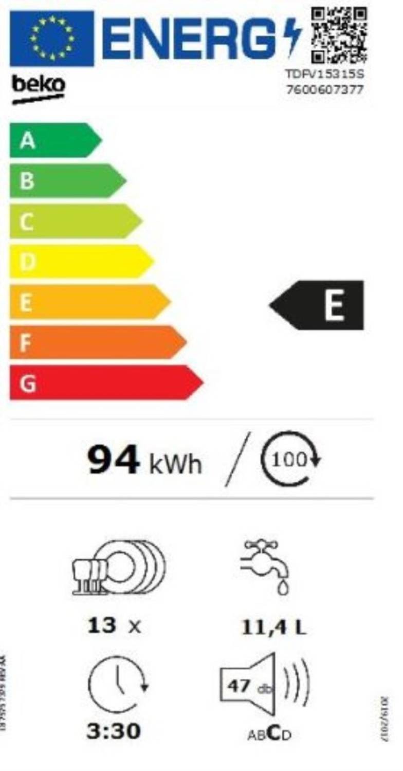Lave vaisselle 60 cm BEKO Quick & Shine 13 couverts - TDFV15315S