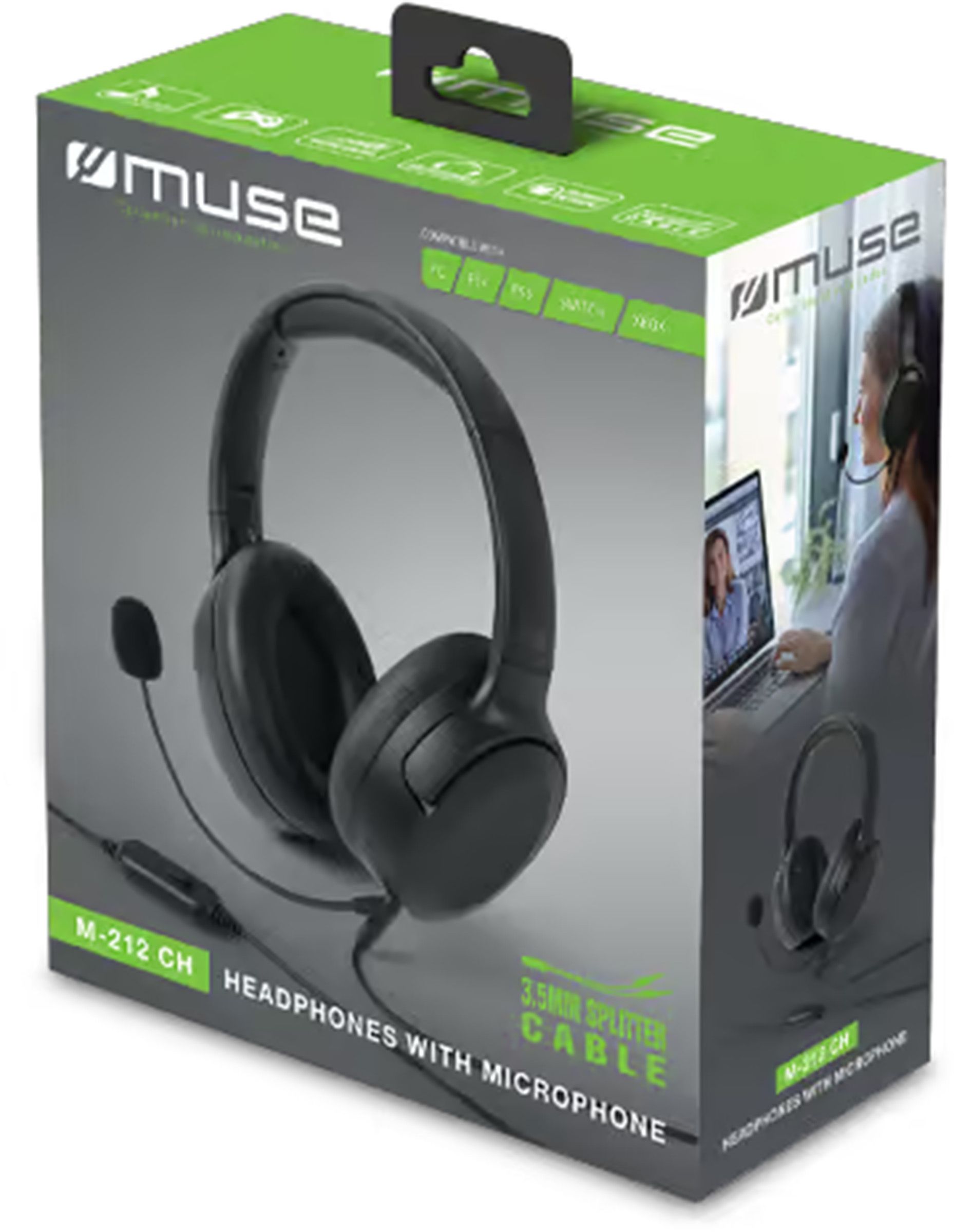 Micro-Casque MUSE Gamer Filaire 40mm Noir - M212CH