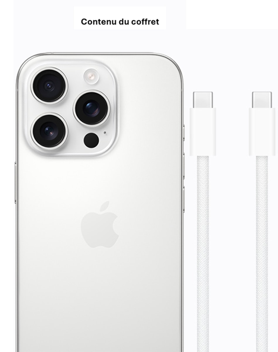 iPhone APPLE iPhone 16 Pro Max, 256 Go, Blanc - IPHONE16PROM-256-WHT iPhone APPLE iPhone 16 Pro Max, 256 Go, Blanc - IPHONE16PROM-256-WHT