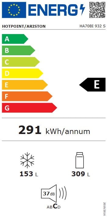 Réfrigérateur congélateur bas HOTPOINT ARISTON - HA70BI932S Réfrigérateur congélateur bas HOTPOINT ARISTON - HA70BI932S