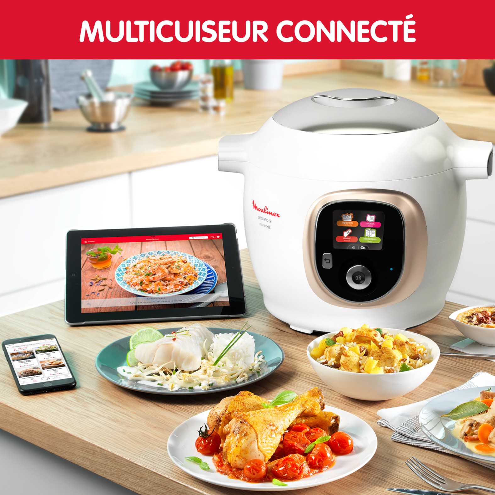 Multicuiseur MOULINEX Cookeo + Connect 6L Blanc - CE86DA10