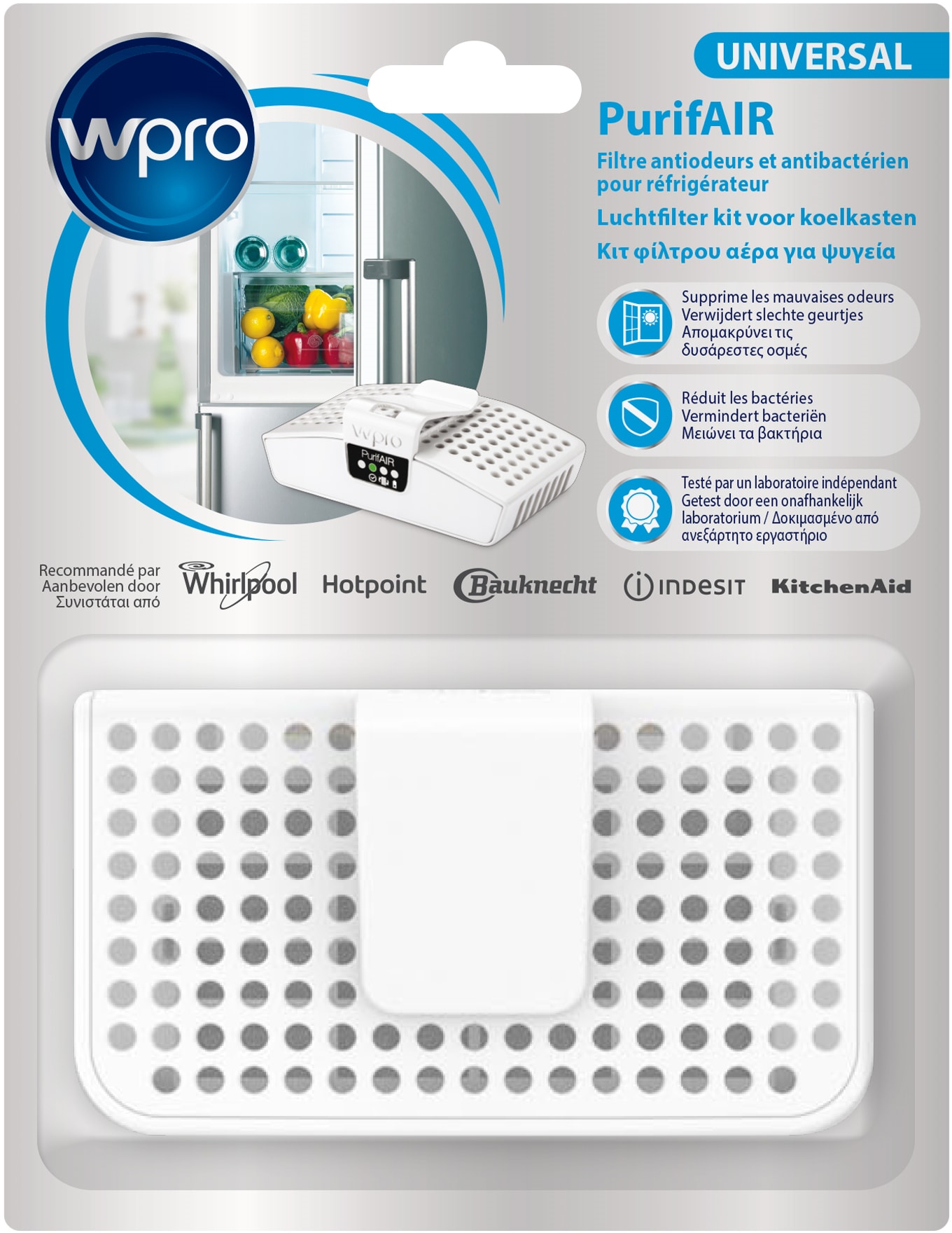 Filtre anti odeur WPRO Réfrigérateur Anti-bactéries PUR100