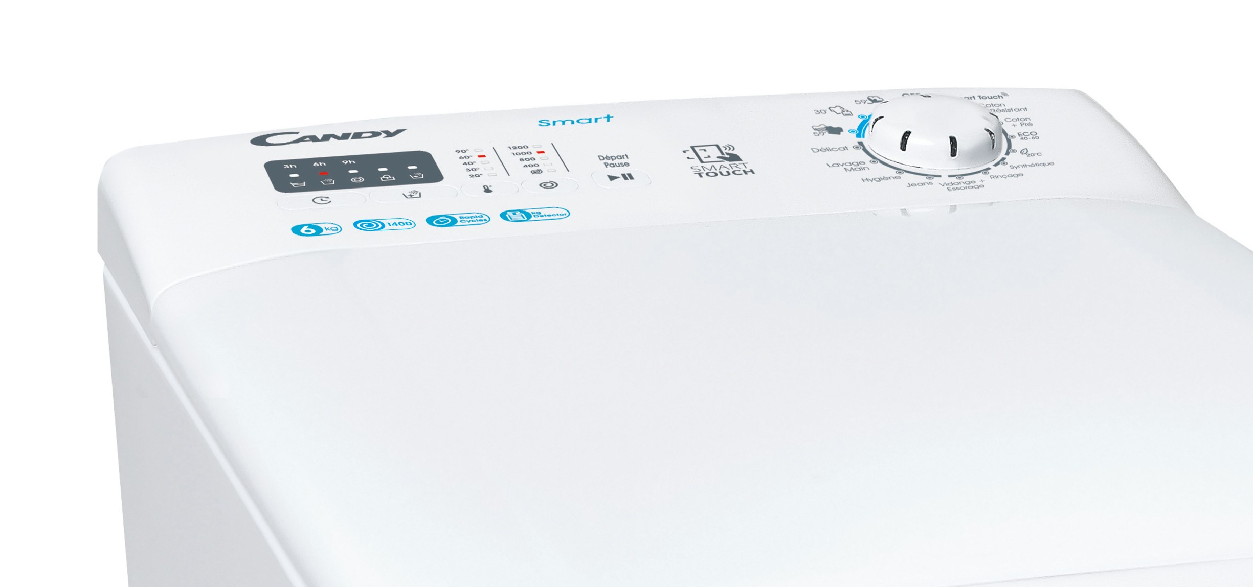 CANDY Lave linge Top 15 programmes Smart Touch 1400 trs/mn 61db 6kg