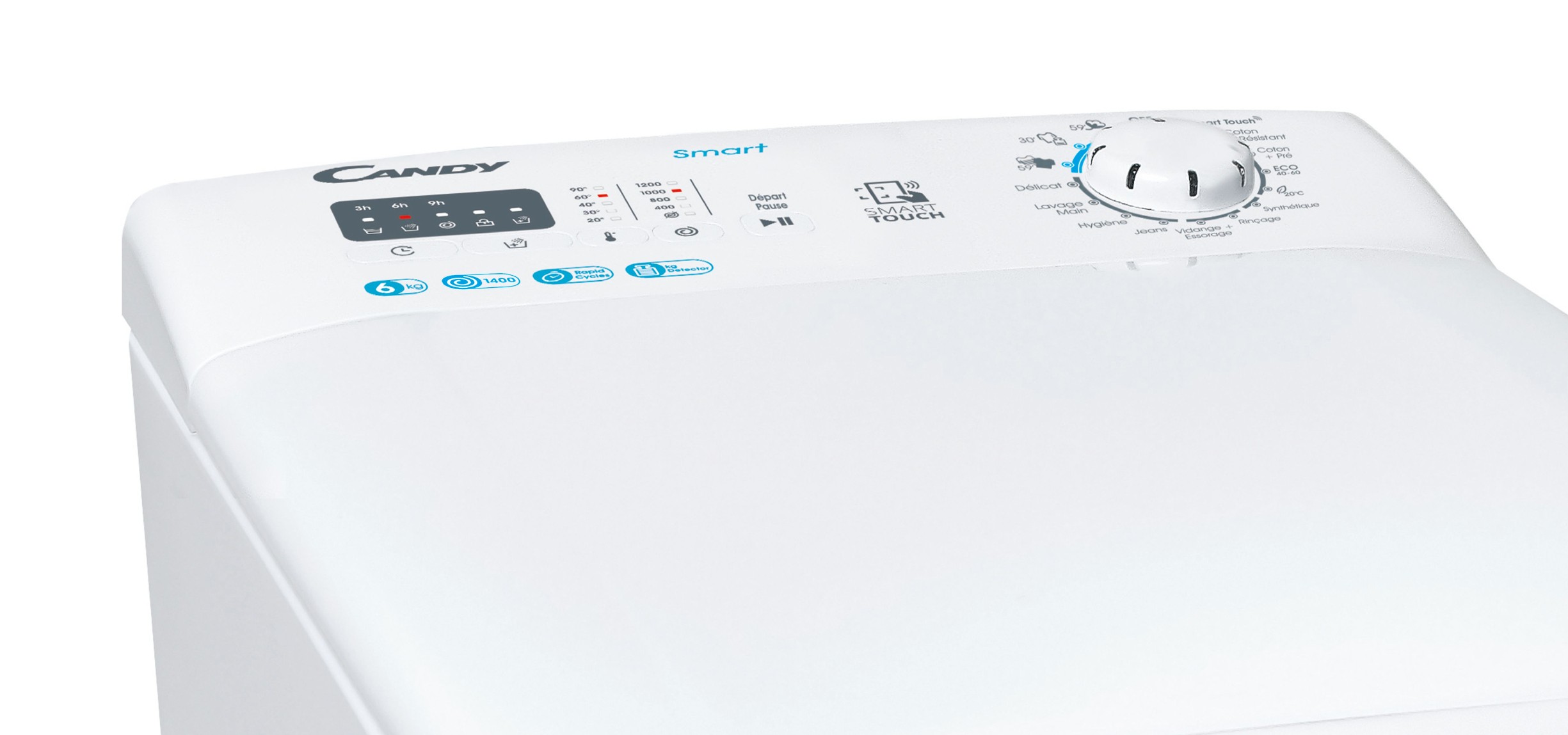 CANDY Lave linge Top 15 programmes Smart Touch 1400 trs/mn 61db 6kg - CST46LE1-47