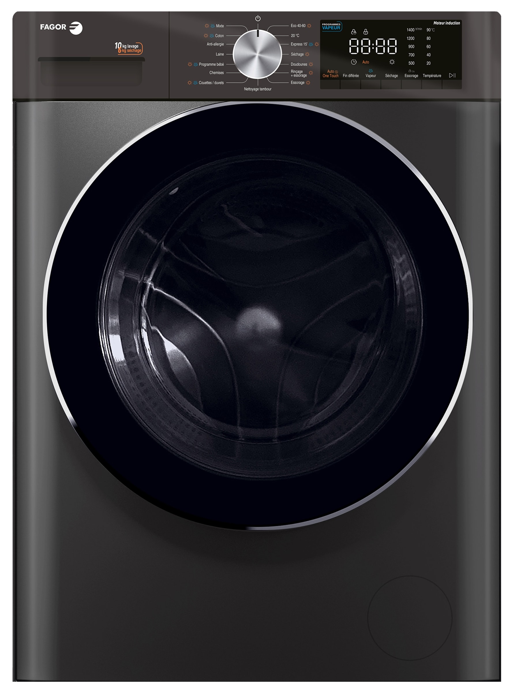 Lave linge sechant Frontal FAGOR 10kg 6kg 1400trs/min Noir FLSF10614IDS/1
