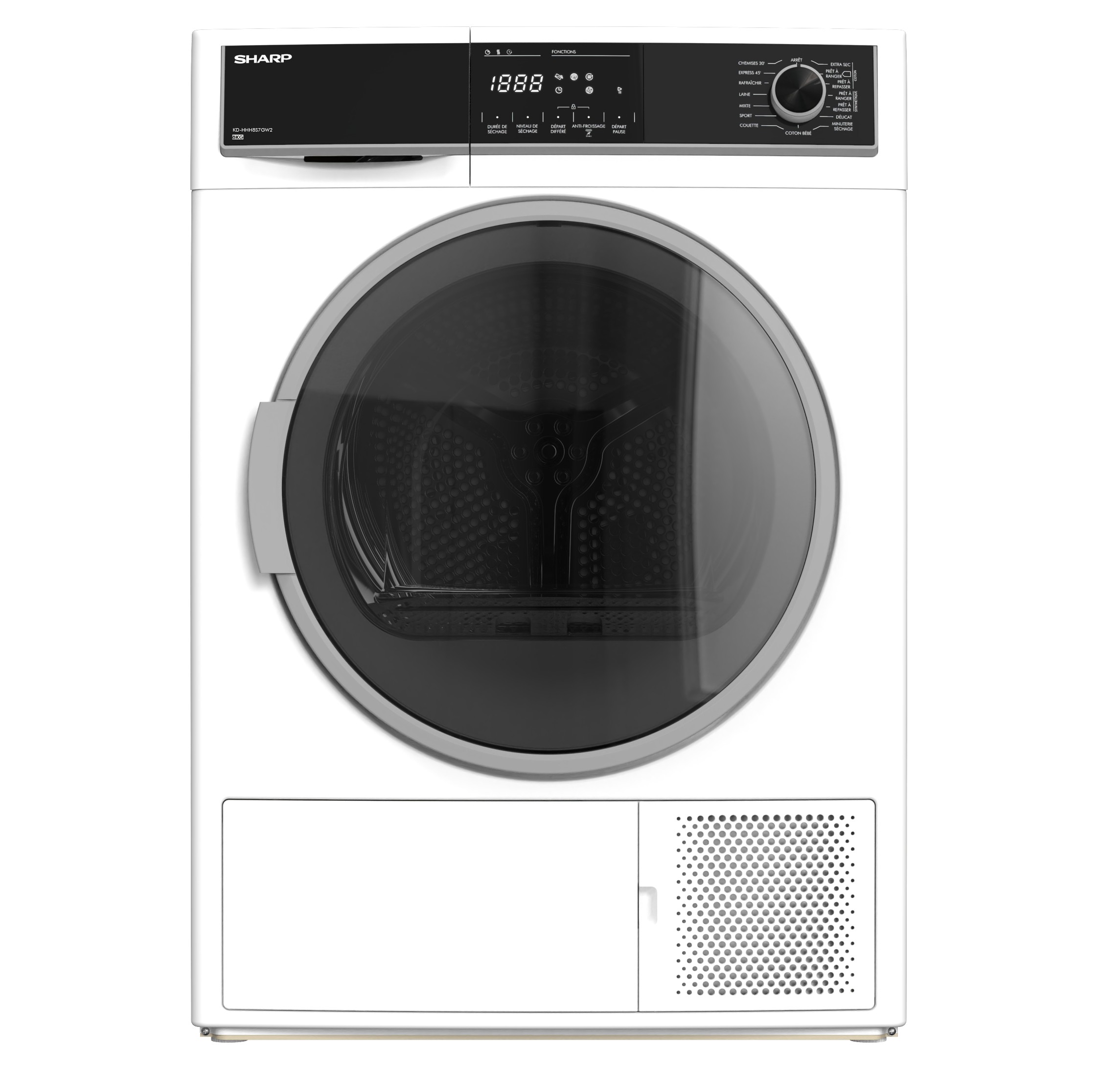 SHARP Sèche linge Condensation avec pompe à chaleur 15 programmes 8kg KDHHH8S7GW2 SHARP Sèche linge Condensation avec pompe à chaleur 15 programmes 8kg KDHHH8S7GW2
