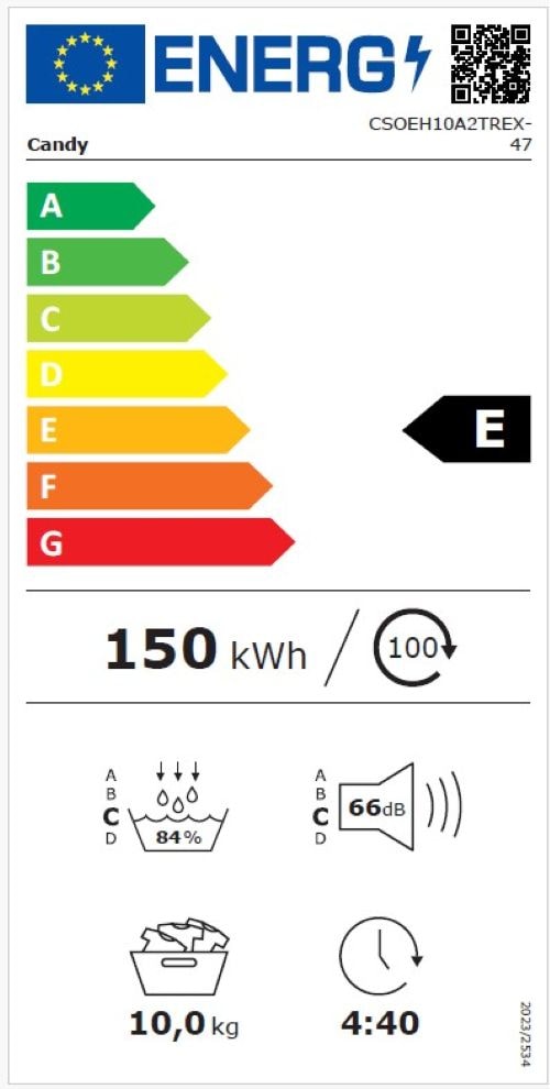 Sèche linge Condensation CANDY , 15 programmes, 10kg, Blanc - CSOEH10A2TREX-47