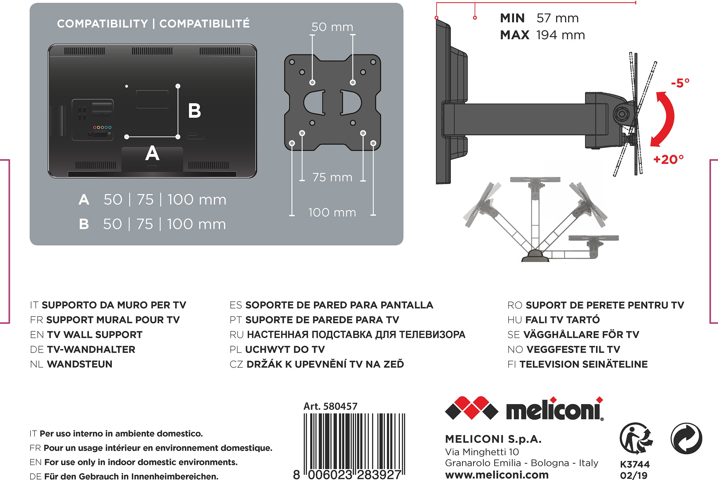Support mural MELICONI  - ER100FLAT