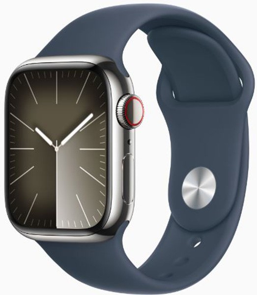 Montre connectée APPLE Watch Série 9 GPS + Cellular 45mm Acier Argent - WATCH9-MRMN3QF