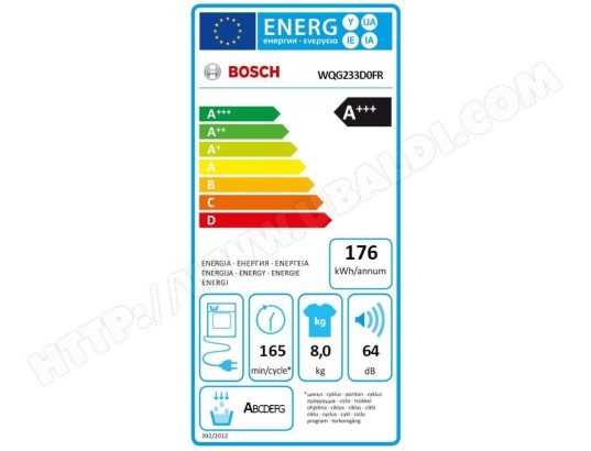 BOSCH Sèche linge Condensation Série 6 AutoDry Anti vibration 8kg - WQG233D0FR