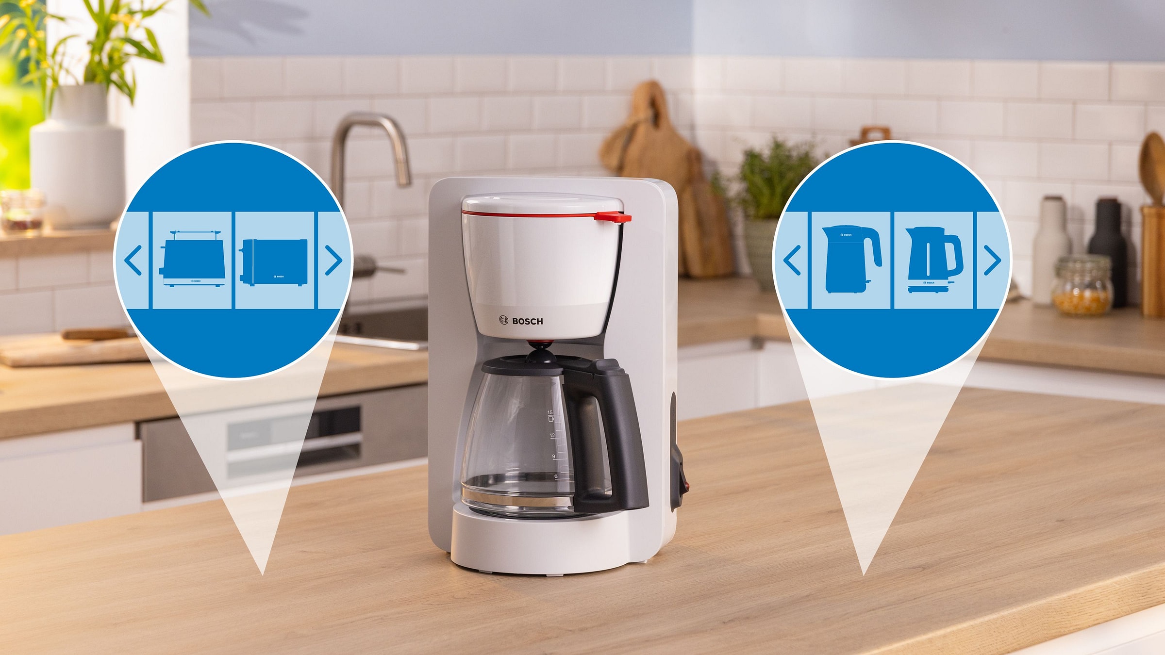 Cafetière BOSCH Réservoir amovible 1.25L 15 tasses Blanc - TKA2M111