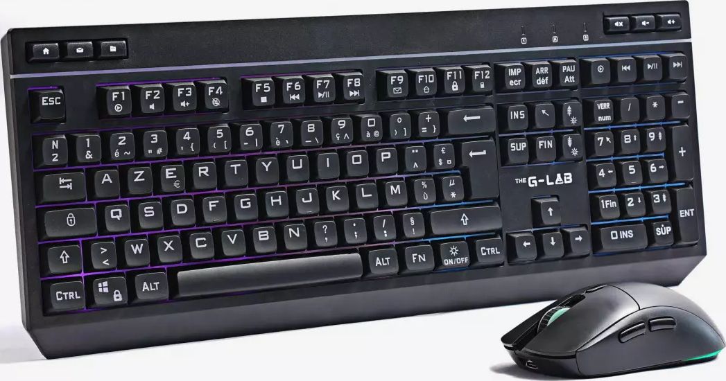 Clavier souris sans fil THE G-LAB Triple mode RGB 6400 DPI 1000Hz COMBO-TUNG-EX-B