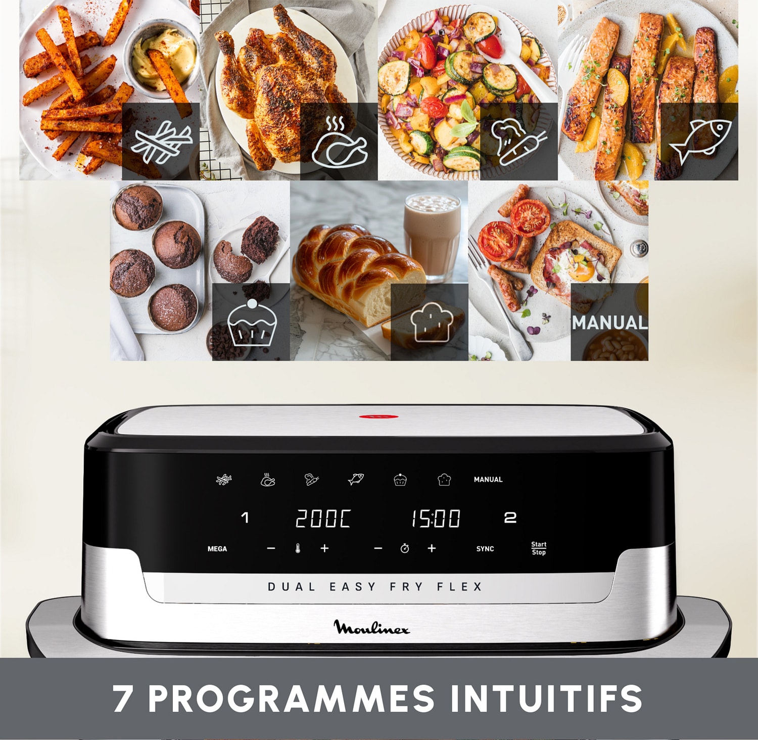 Friteuse à air chaud MOULINEX AirFryer 9L 2700W Double compartiment - EZ922DF0