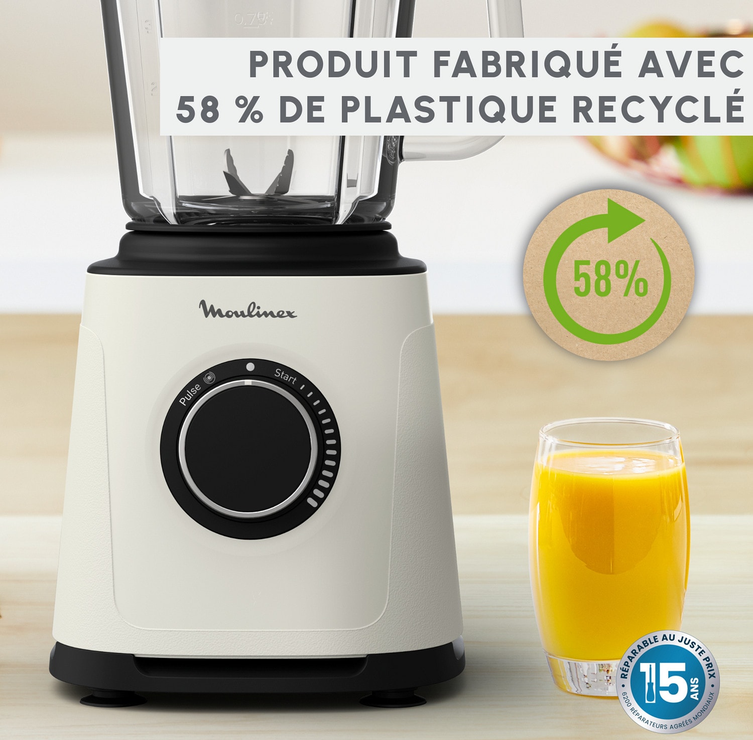 Blender MOULINEX 2L 1200W Ecru - LM771AF0
