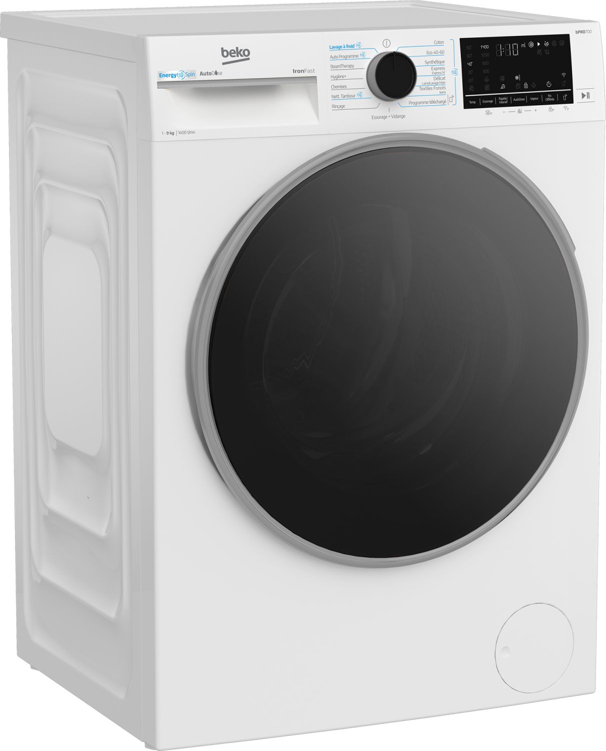Lave linge Frontal BEKO 9kg 1400trs/min Blanc - B7WFU39411WDOS