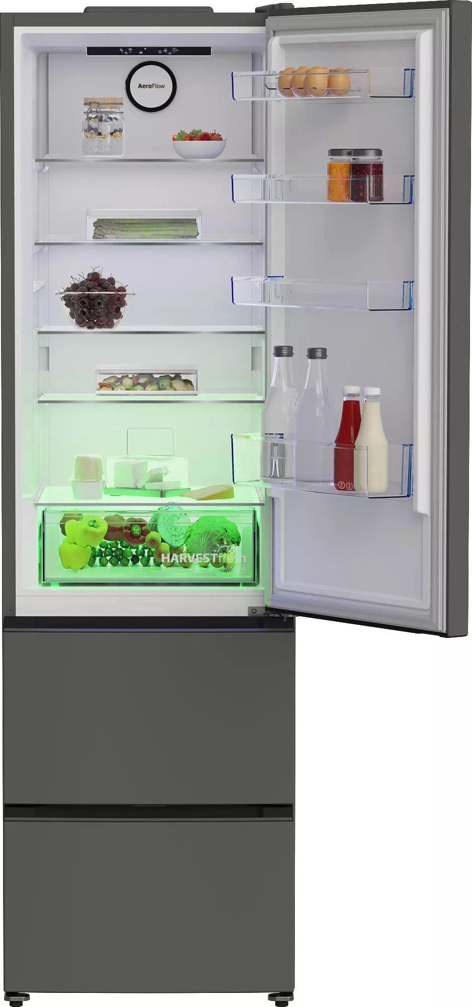 Réfrigérateur congélateur bas BEKO 351L No Frost Gris - B3RGNA354HG1