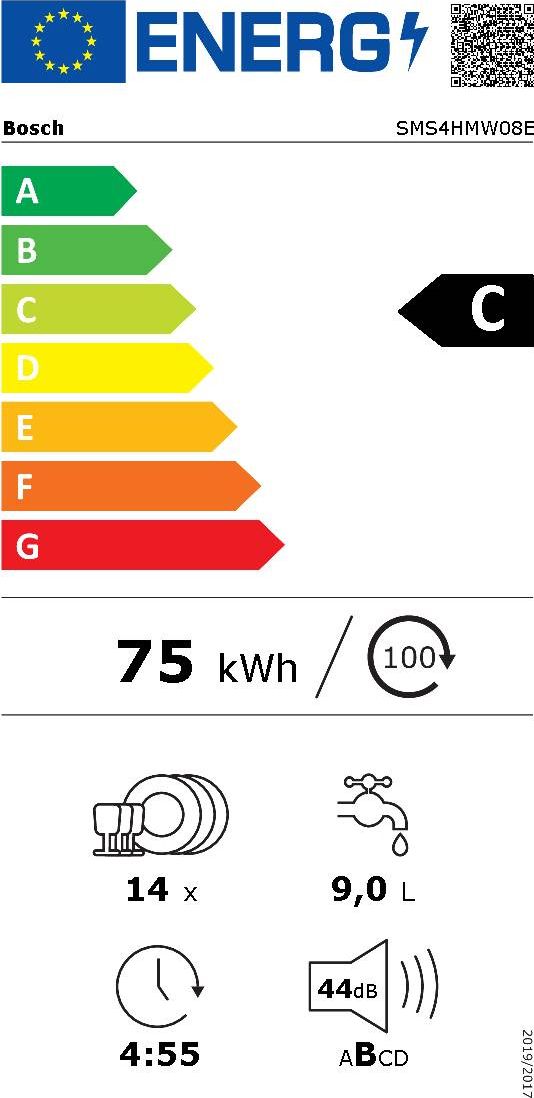 Lave vaisselle 60 cm BOSCH Connecté 14 couverts 44dB Blanc - SMS4HMW08E