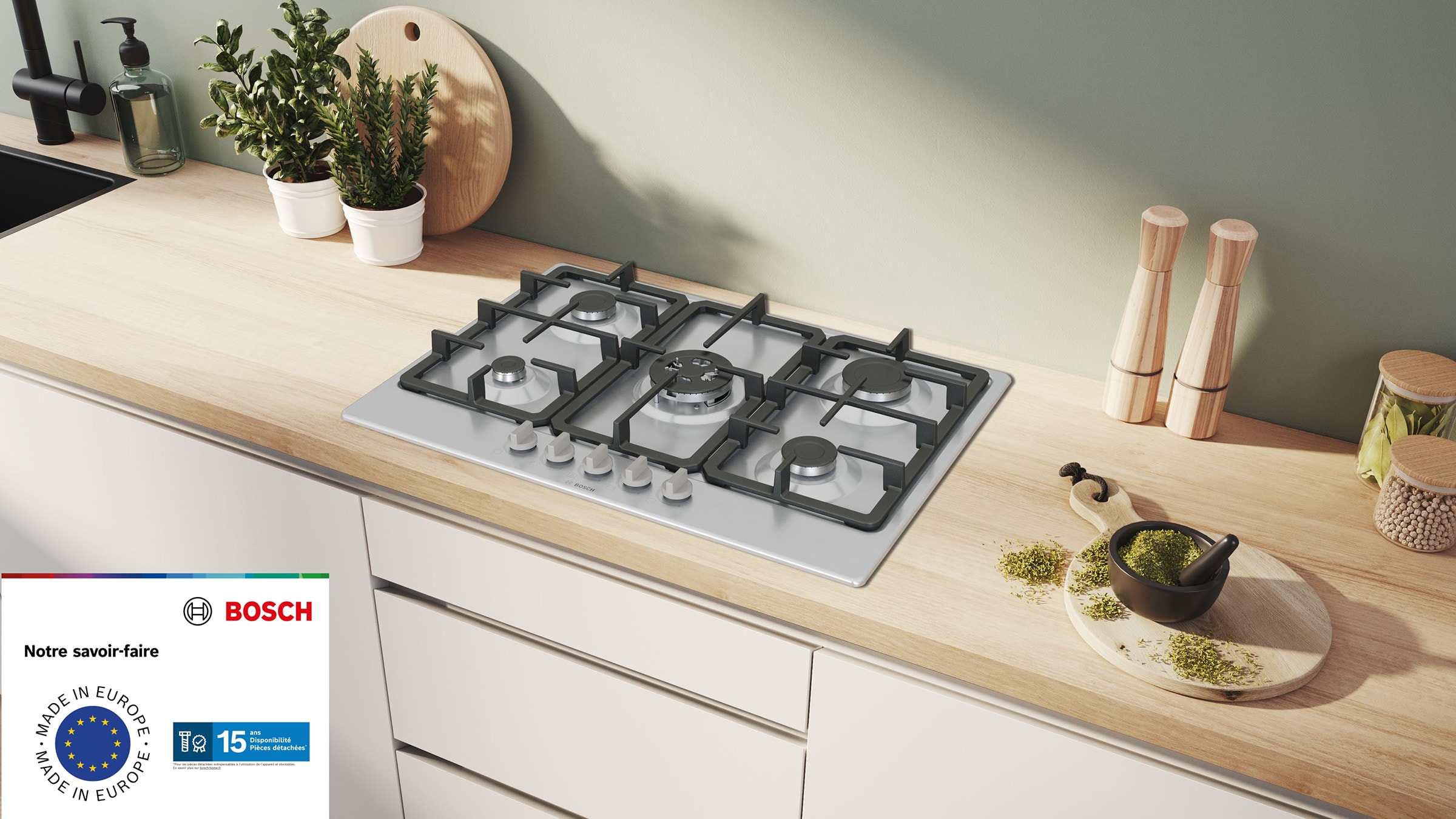 Plaque gaz BOSCH 5 Foyers, 10800W, 75cm, Gris - PGQ7B5K90 Plaque gaz BOSCH 5 Foyers, 10800W, 75cm, Gris - PGQ7B5K90