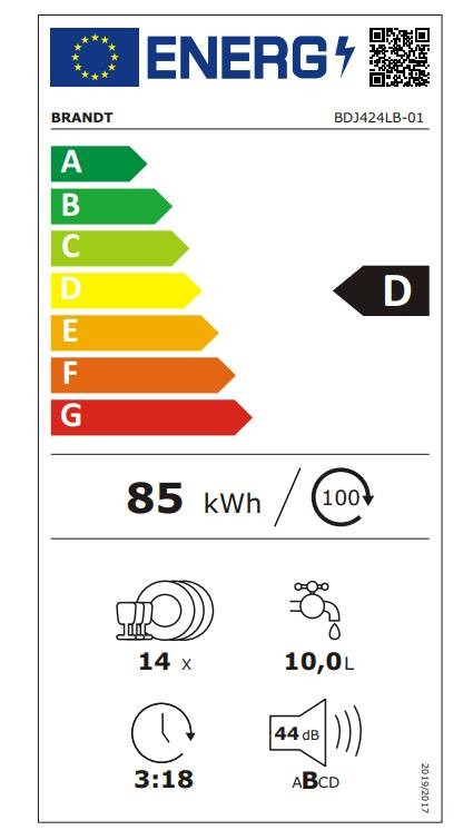 BRANDT Lave vaisselle tout integrable 60 cm  - BDJ424LB