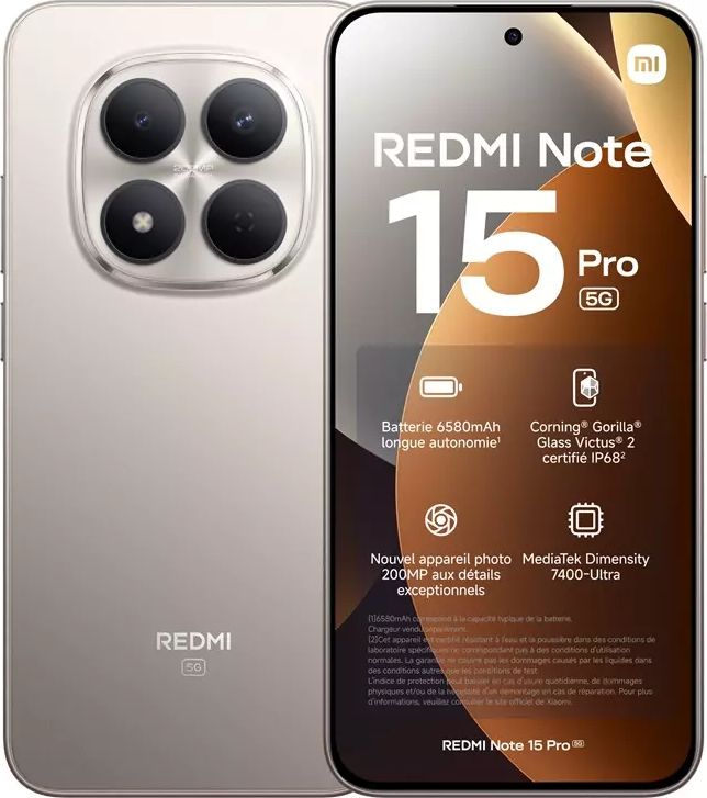 Smartphone XIAOMI Redmi Note 15 Pro 5G 256Go Naturel REDMINOTE15PROTITANE