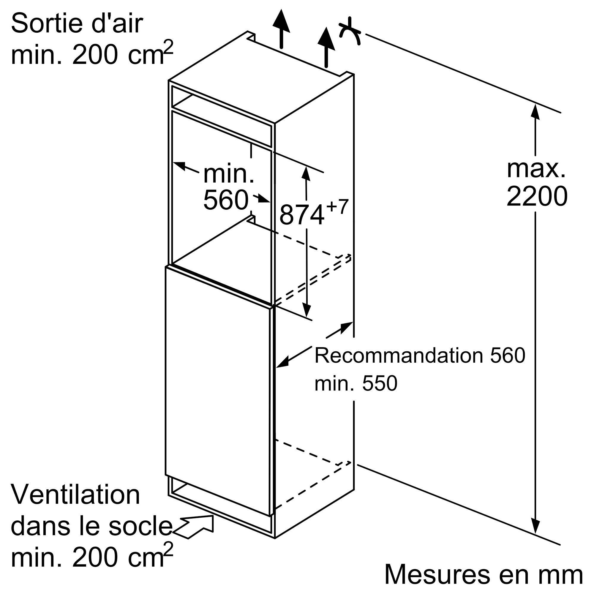 Réfrigérateur encastrable 1 porte BOSCH Série 2 Froid brassé 119L - KIL22NSE0 Réfrigérateur encastrable 1 porte BOSCH Série 2 Froid brassé 119L - KIL22NSE0