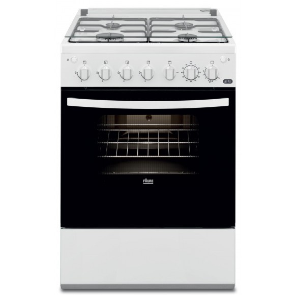 FAURE Cuisiniere gaz 4 foyers Gaz four email 55L Blanc FCG612H1WA FAURE Cuisiniere gaz 4 foyers Gaz four email 55L Blanc FCG612H1WA