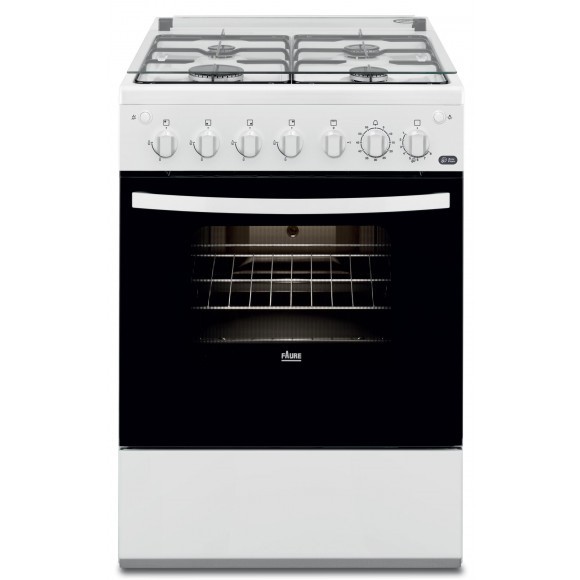 FAURE Cuisiniere gaz 4 foyers Gaz four email 55L Blanc - FCG612H1WA