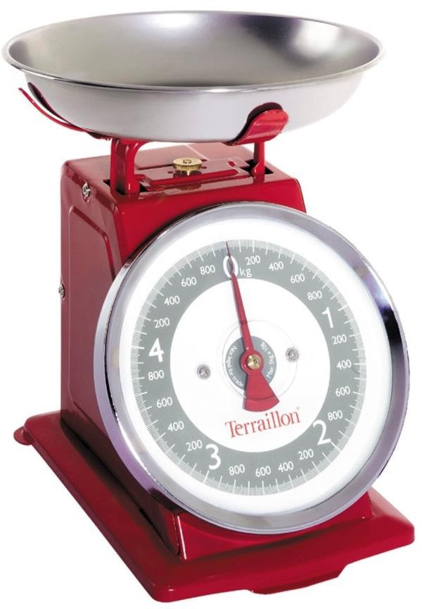Balance de cuisine TERRAILLON Rétro 5kg Bol Inox Rouge TRADITION500
