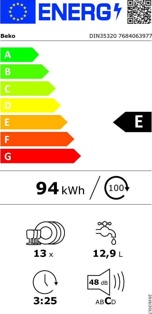 Lave vaisselle tout integrable 60 cm BEKO 13 couverts 48dB Blanc - DIN35320