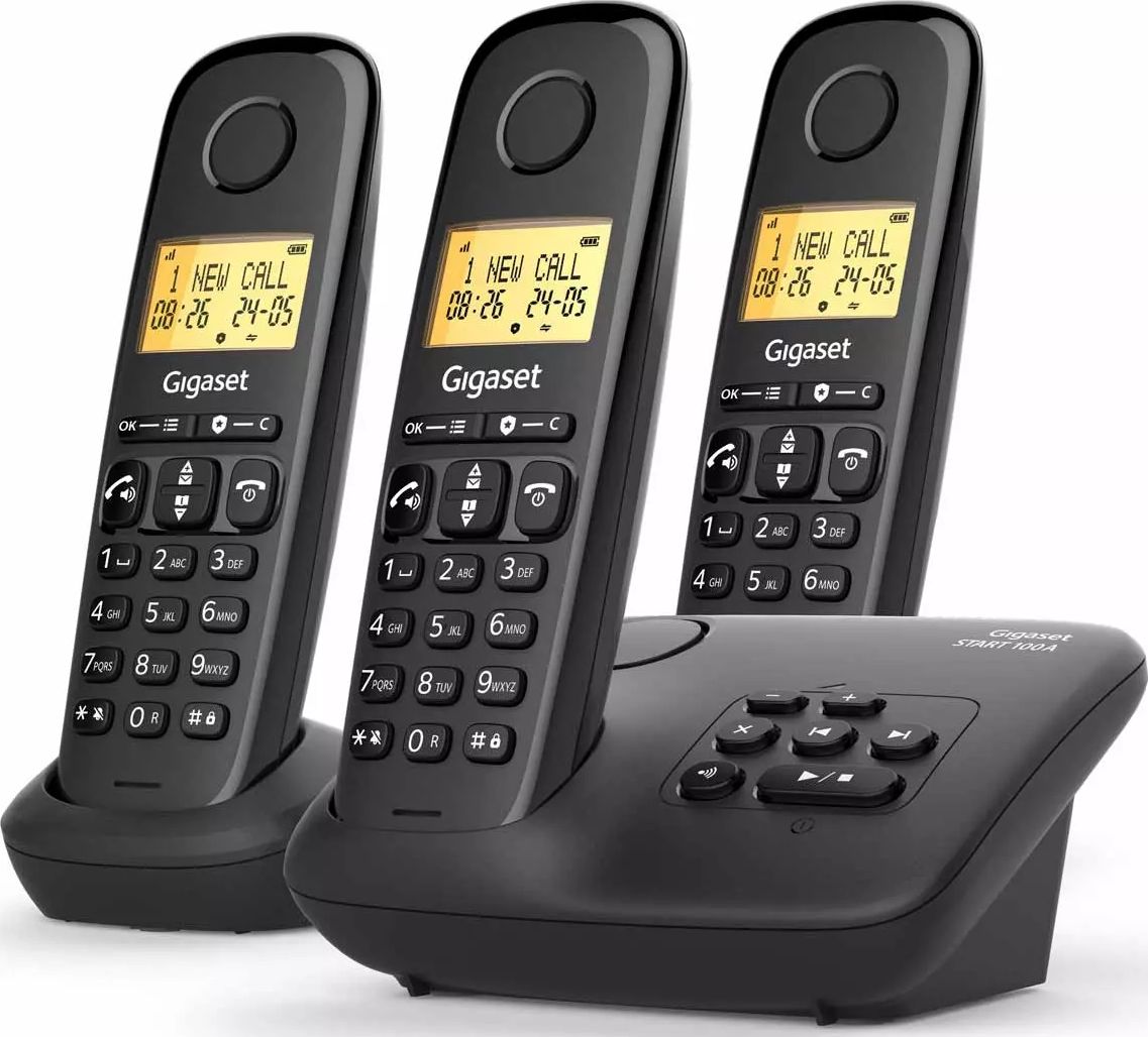 Téléphone sans fil GIGASET 3 combinés Répondeur Noir BASIC100ATRIONOIR