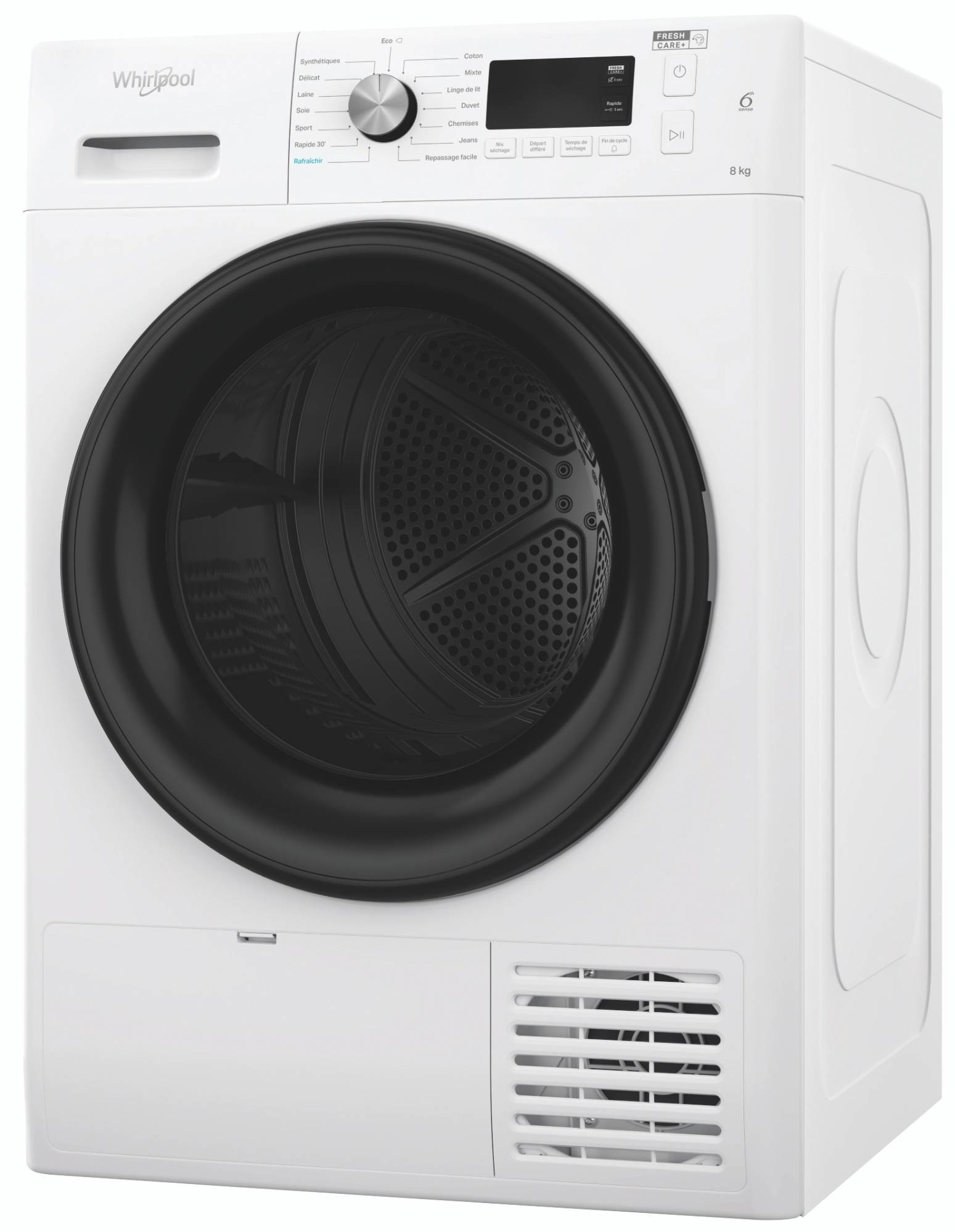 Sèche linge Condensation WHIRLPOOL , 6ème sens, Fresh Care +, 8kg, Blanc - FFTM1182BFR