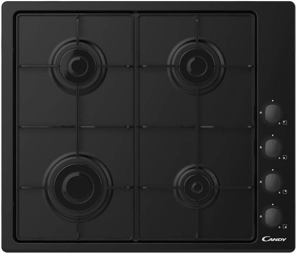 Plaque gaz CANDY 4 foyers 60 cm Noir CHW6BLB