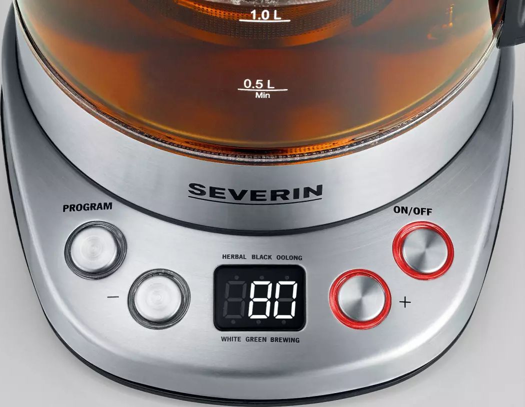 Théière électrique SEVERIN Température réglable 1,7L 3000W Inox - WK3480