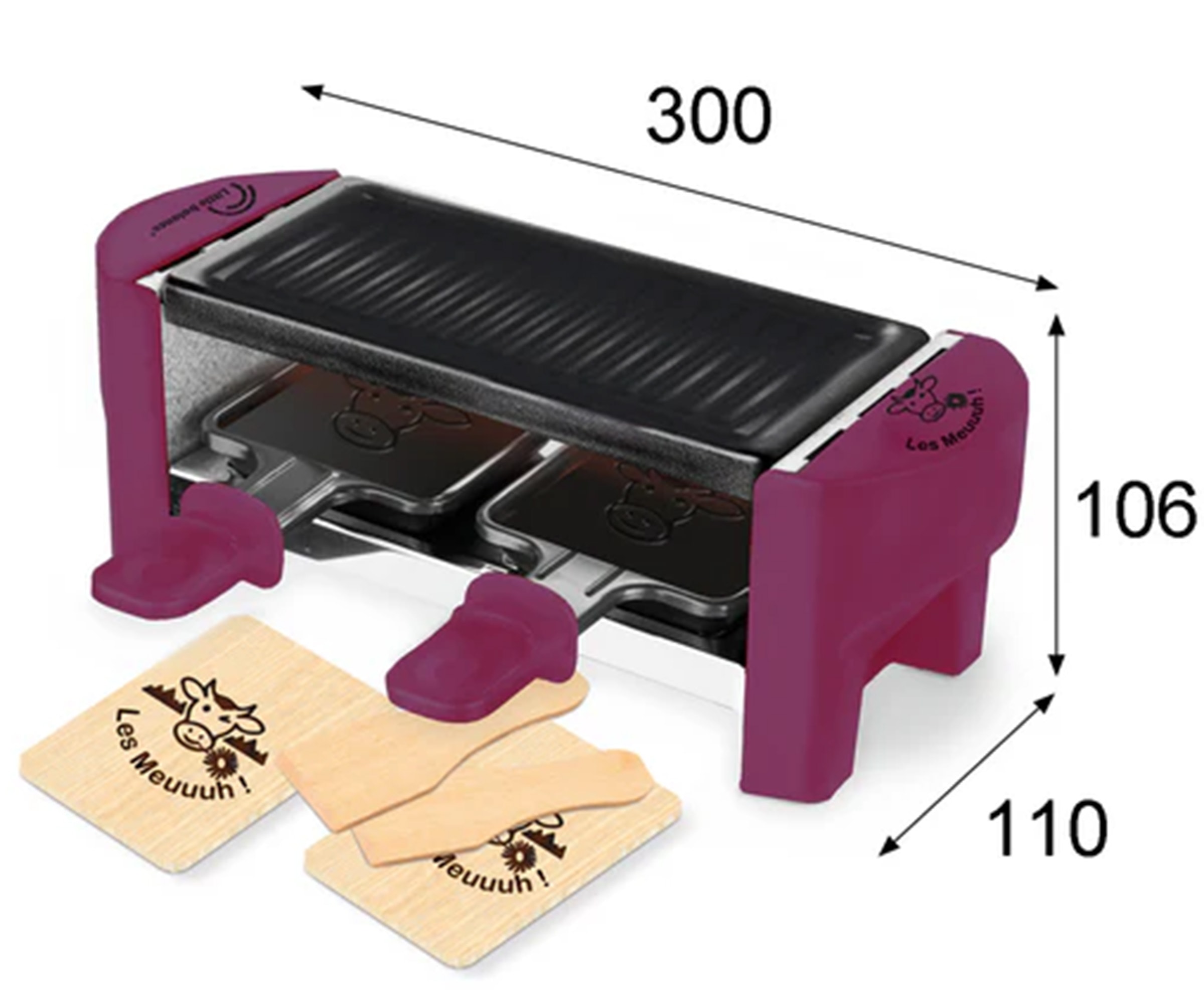 Raclette Multifonction LITTLE BALANCE 2 personnes 320W Bordeau - 8615