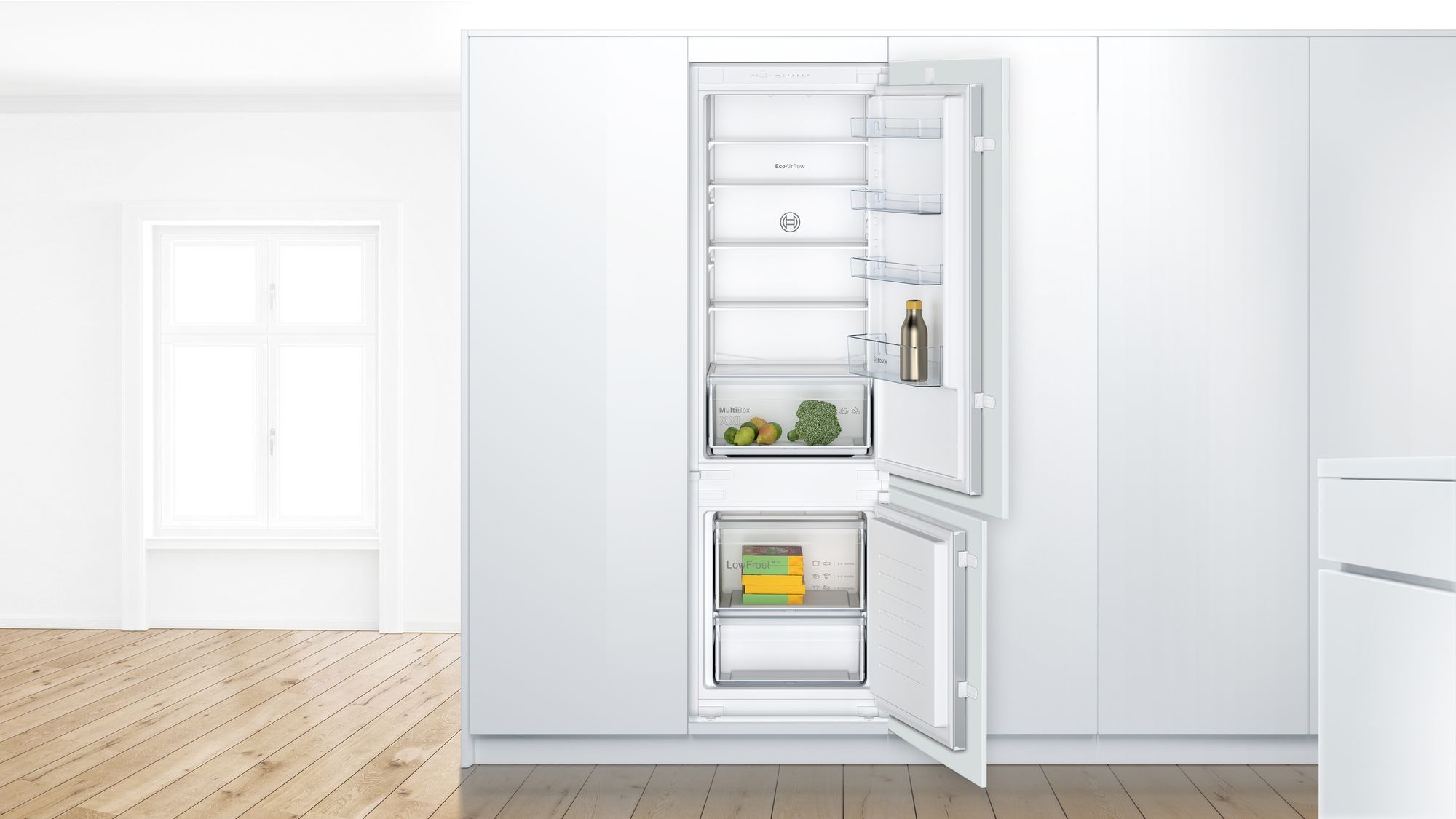 BOSCH Réfrigérateur congélateur encastrable Serie 2 Low Frost 268L Blanc - KIV87NSF0