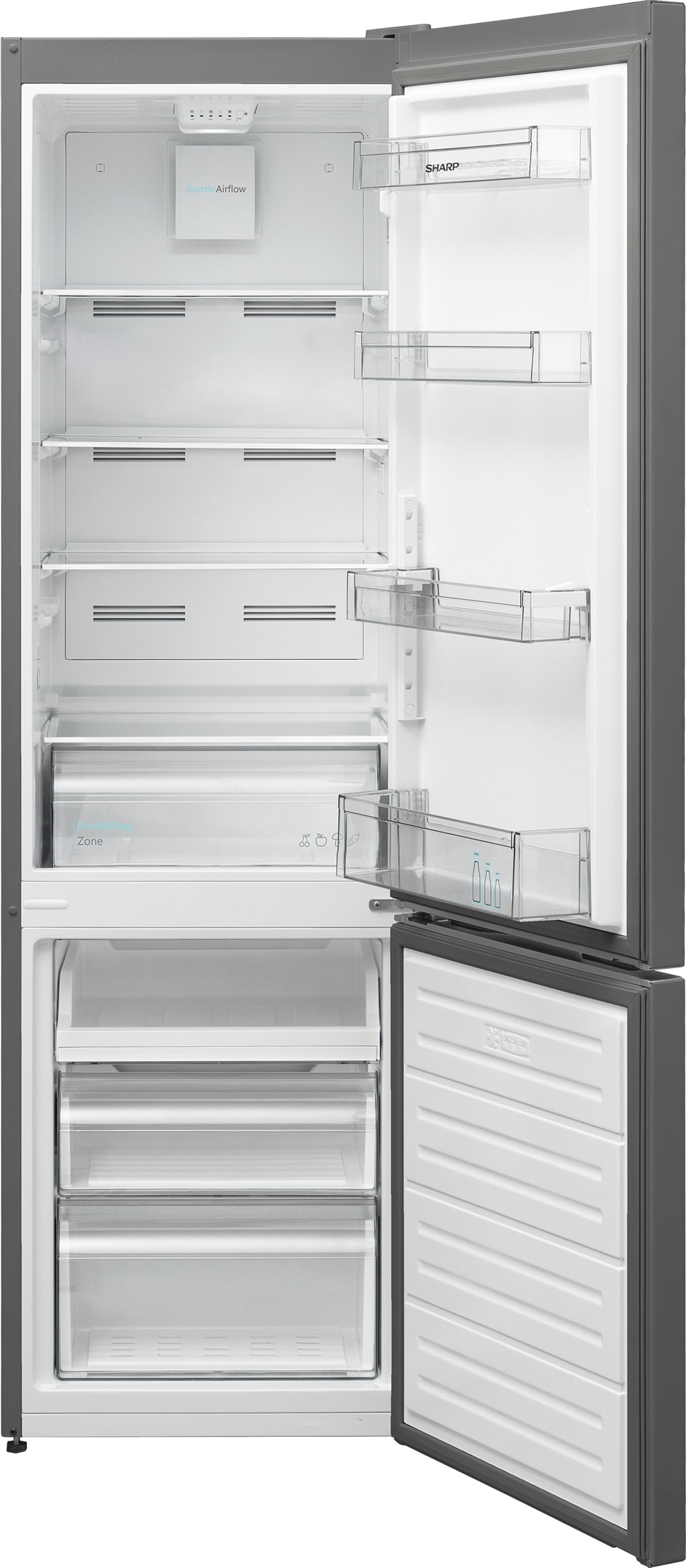 Réfrigérateur congélateur bas SHARP No Frost, 270L, Gris - SJ-FBA05DTXLE Réfrigérateur congélateur bas SHARP No Frost, 270L, Gris - SJ-FBA05DTXLE