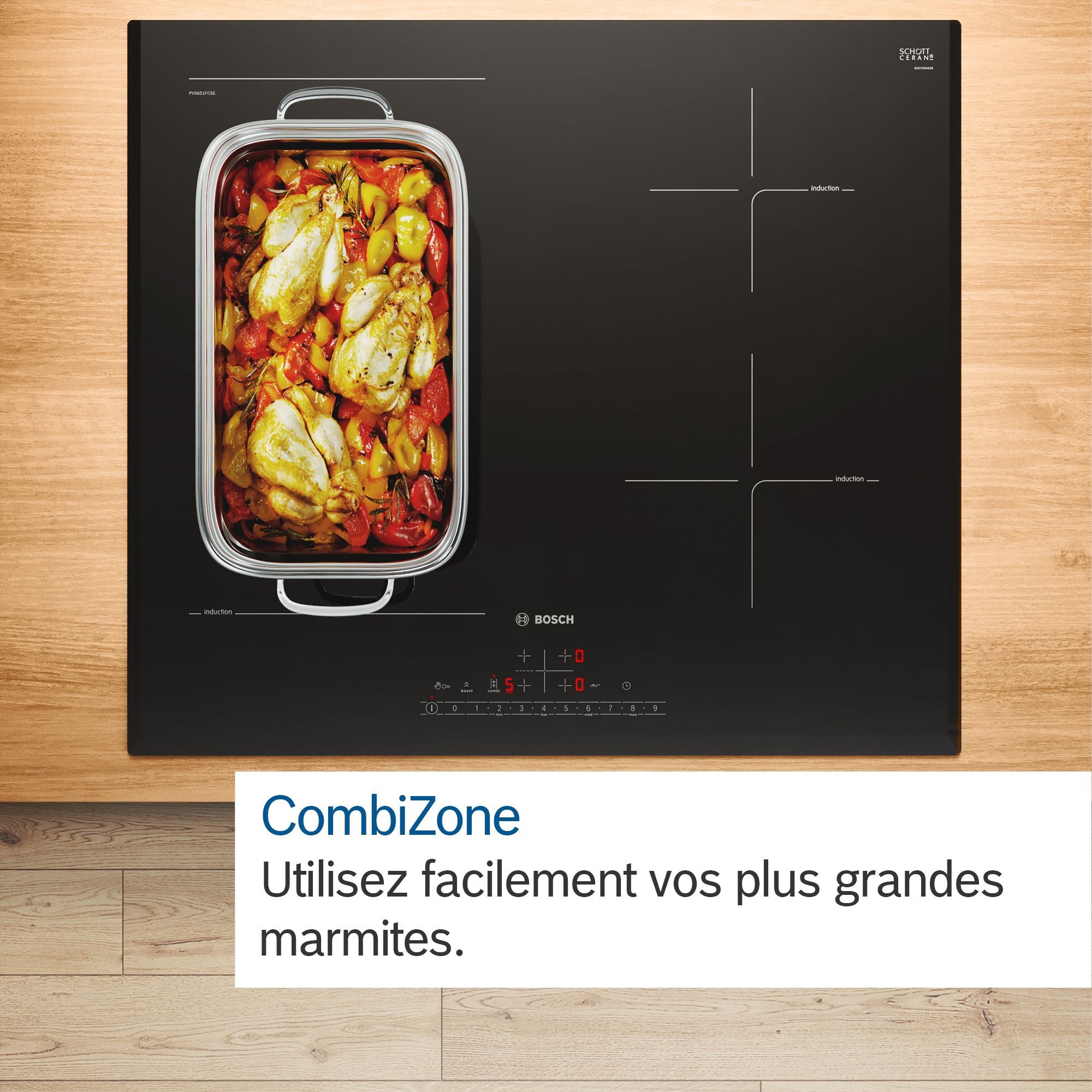 Plaque induction BOSCH Série 6 4 Foyers 80cm 7400W Noir - PVS831HC1E Plaque induction BOSCH Série 6 4 Foyers 80cm 7400W Noir - PVS831HC1E