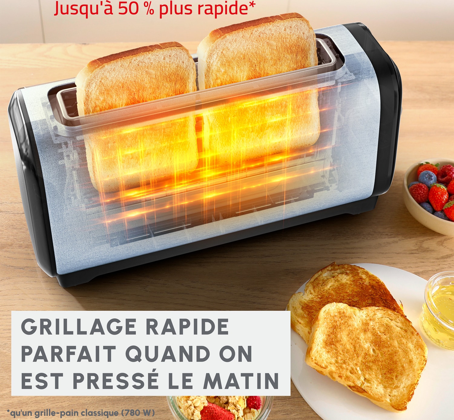 Grille pain MOULINEX 1 fente 1430W Inox - LS5S0DE0