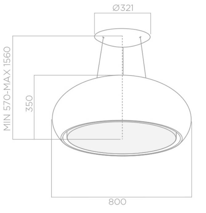Hotte decorative ilot ELICA 80cm 70dB Blanc - PRF0098392