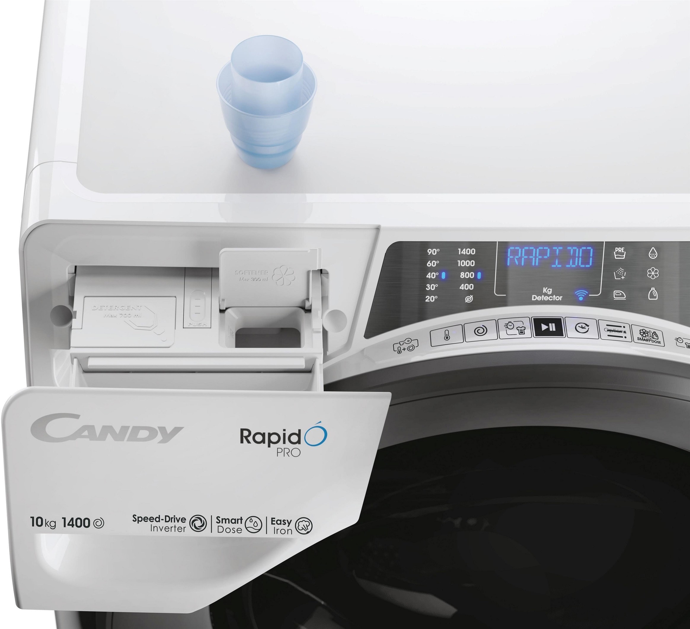 Lave linge Frontal CANDY , 1400 trs/mn, 10kg, Blanc - RPD4106BWMBC-S