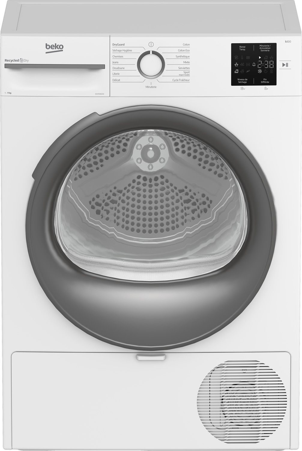 Sèche-linge pompe à chaleur BEKO 9kg Aquawave Blanc - D3H19302W/1