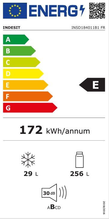 Réfrigérateur encastrable 1 porte INDESIT 285L Froid brassé - INSD184011B1FR