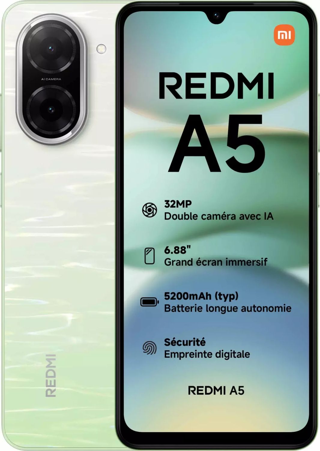 Smartphone XIAOMI Redmi A5 4G 64Go Vert REDMIA5VERT64GO