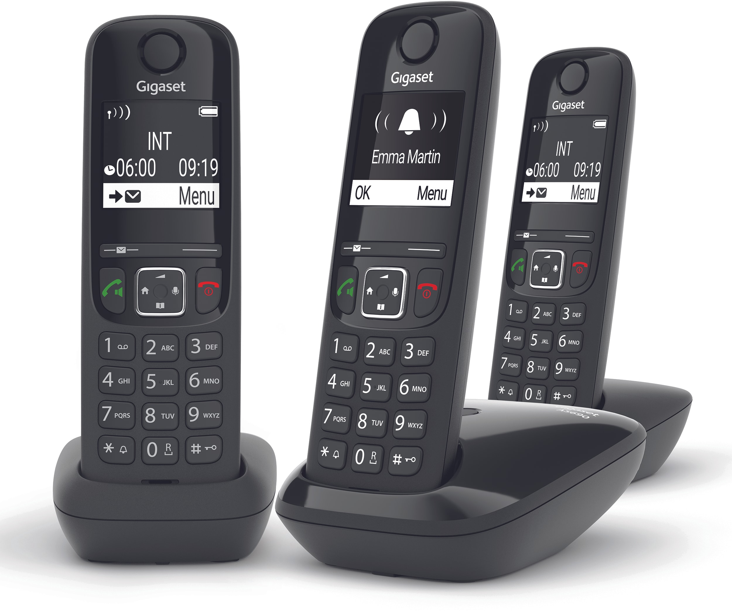 Téléphone sans fil GIGASET AS690 100 contacts Noir GIGAAS690TRIONOIR