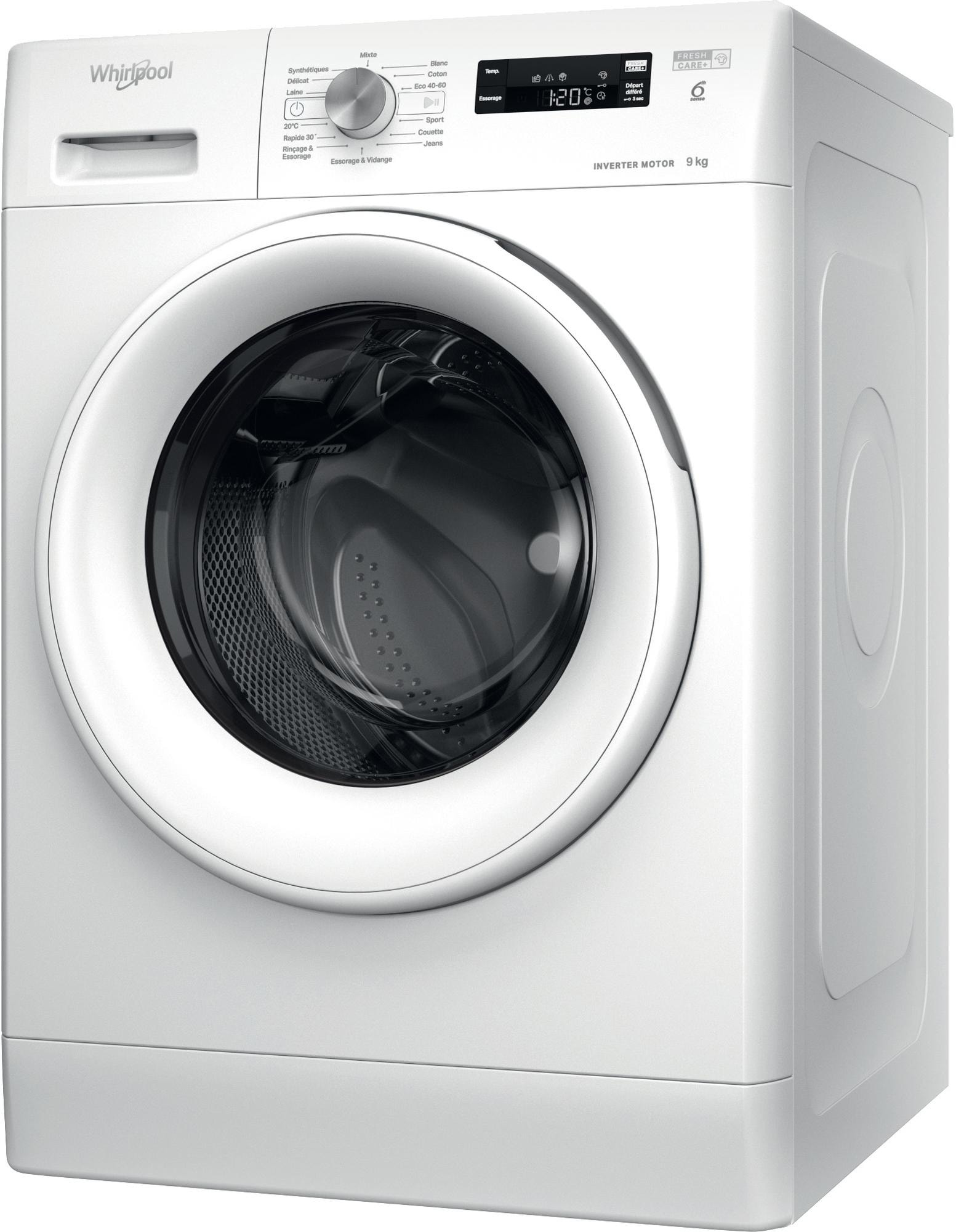 Lave linge Frontal WHIRLPOOL 9kg 1200trs/min Blanc - FFSPL9269WFR