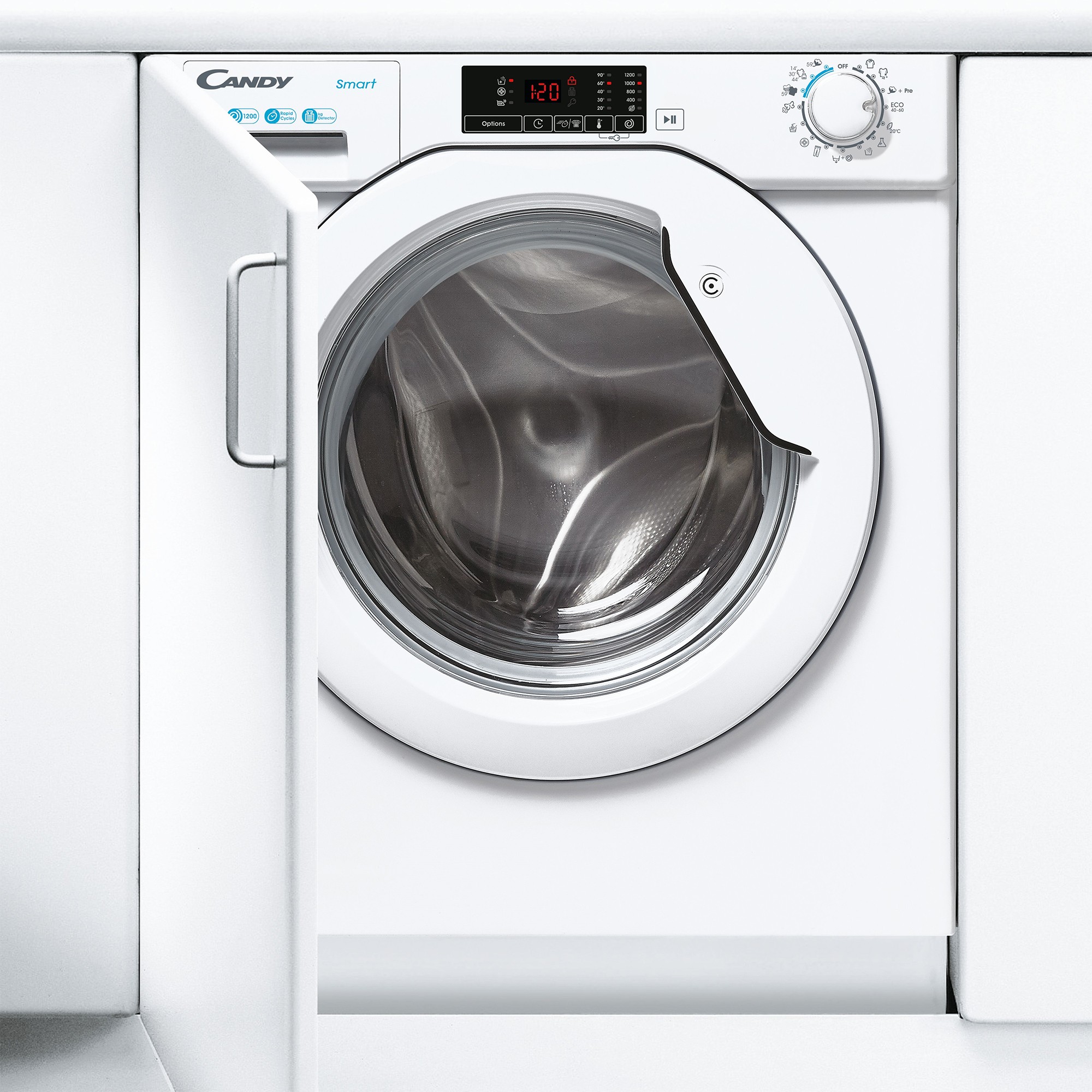 CANDY Lave linge encastrable 60cm, 1200 trs/ min, 7kg, Blanc - CBW27D1E-S