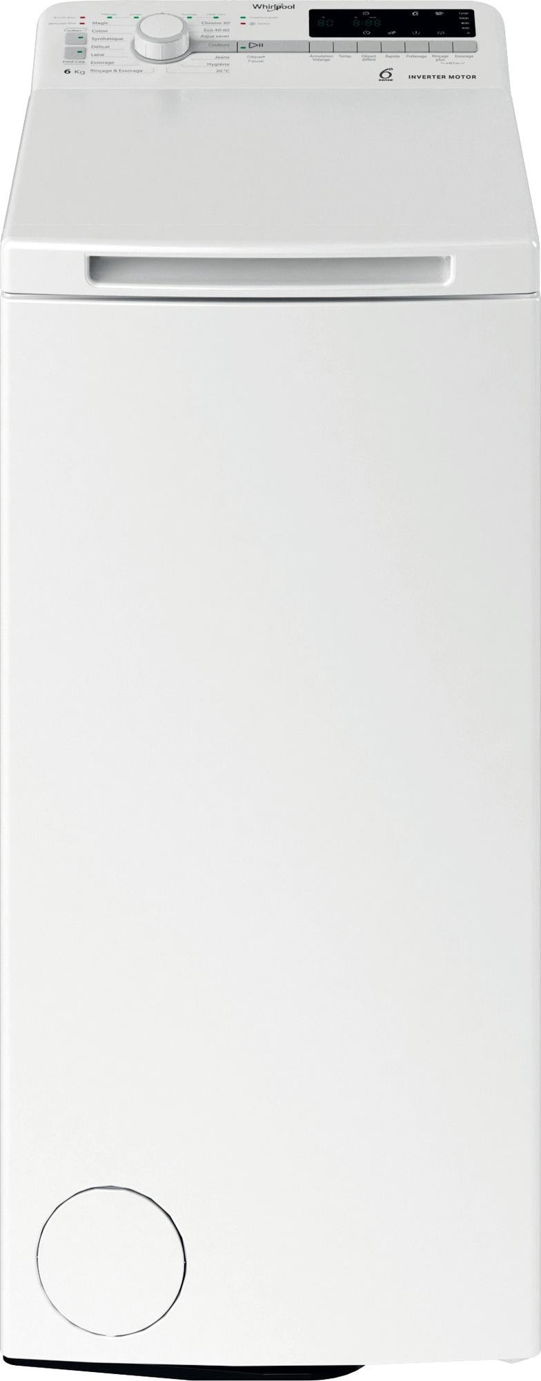 Lave linge Top WHIRLPOOL 14 programmes, 9 Kg, Blanc ETDLR6061FR