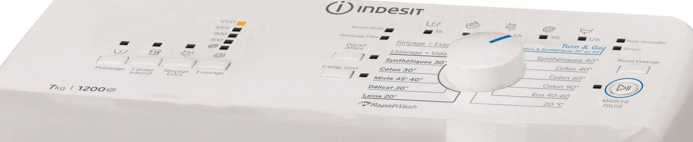 Lave linge Top INDESIT Rapidwash 7kg - BTWL7220FR/N