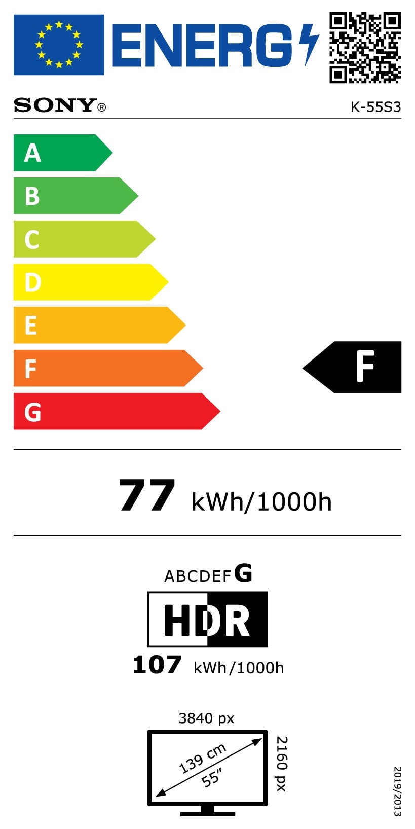 TV LED 4K 139 cm SONY - K55S35B TV LED 4K 139 cm SONY - K55S35B